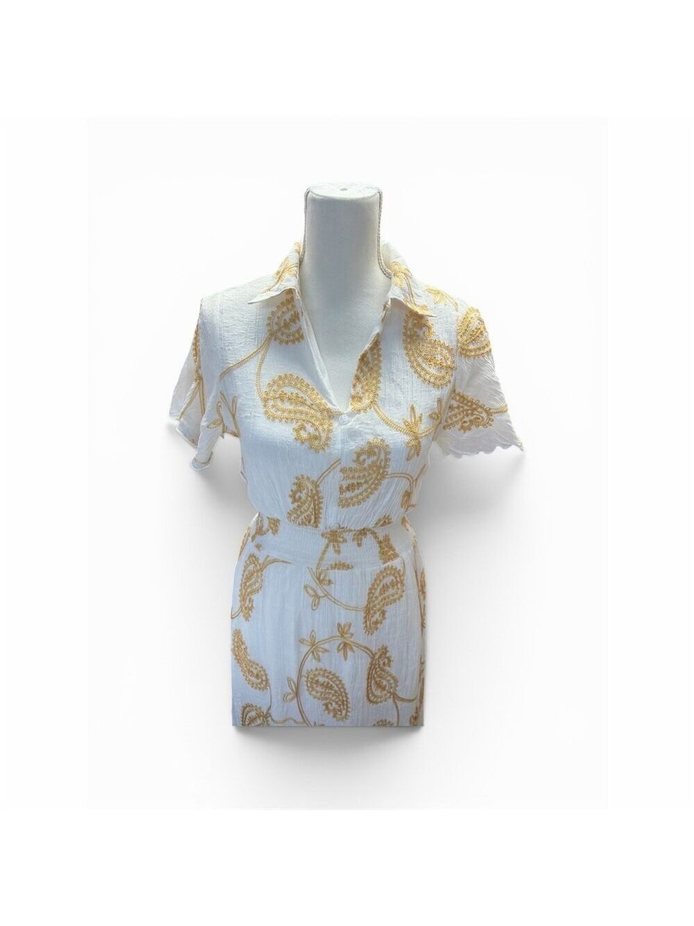 Anthropologie  Kindred  Kindred Dress Womens PL White Paisley Boho Peasant Midi - Picture 8 of 11